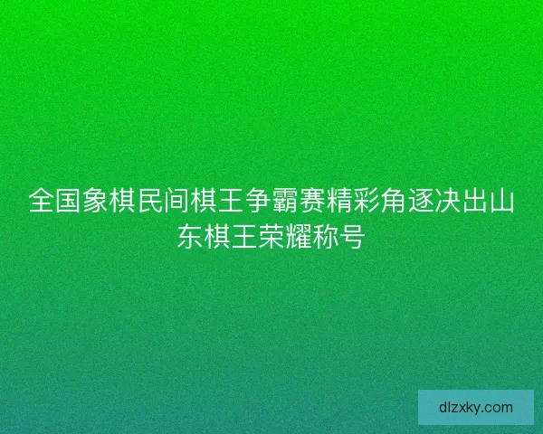 全国象棋民间棋王争霸赛精彩角逐决出山东棋王荣耀称号